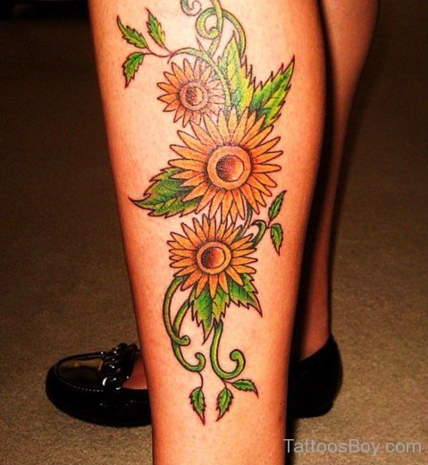 Graceful Sunflowers Tattoo Design-TB1234
