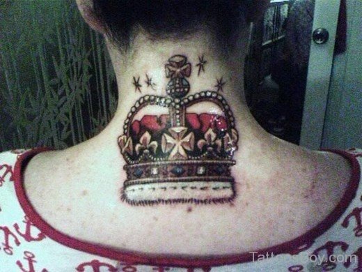 Great Crown Tattoo On Nape-TB1099