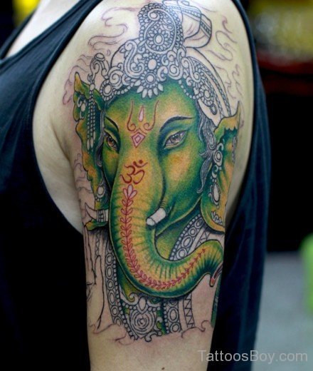 Green Ganesha Tattoo-TB1145