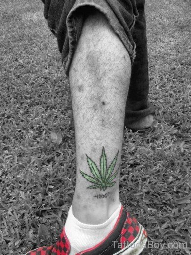 Green Leaf Tattoo On Ankle-TB1085