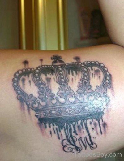 Grey Crown Tattoo On Bicep-TB1100