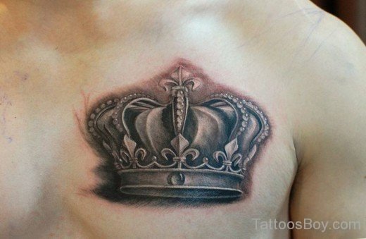 Grey Crown Tattoo On Chest-TB1101