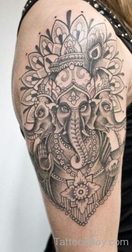 Awesome Grey  Ganesha Tattoo-TB1146