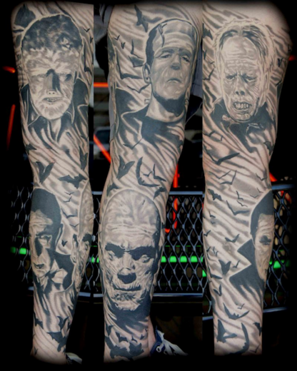 Grey Horror Tattoo