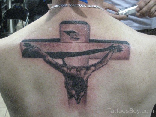 Grey Ink Jesus Tattoo