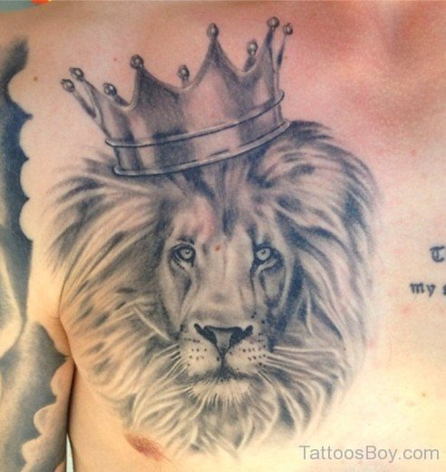 Grey Ink Lion And Crown Tattoo-TB1102