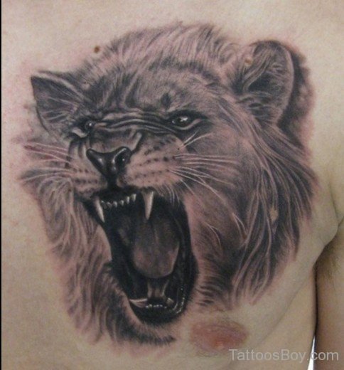 Grey Ink Lion Tattoo-TB1046