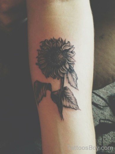 Grey Ink Sunflower Tattoo-TB1236