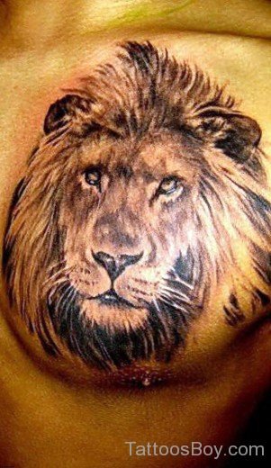 Grey Inked Lion Head Tattoo-TB1041