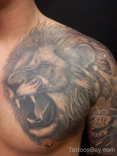 Grey Inked Lion Tattoo-TB1047
