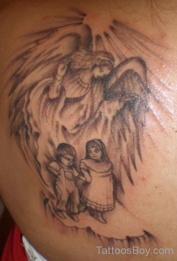 Grey Memorial Angel Tattoo Design-TB1025