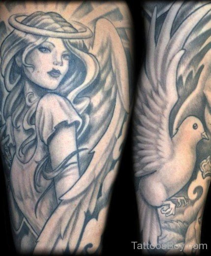 Grey Memorial Angel Tattoo-TB1027