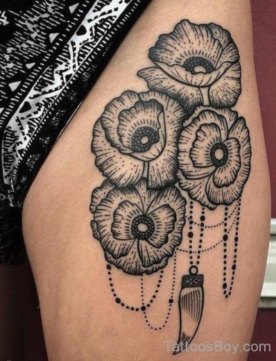 Grey Poppy Tattoo-TB1028