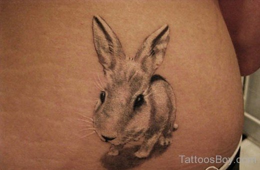 Grey Rabbit Tattoo On Waist