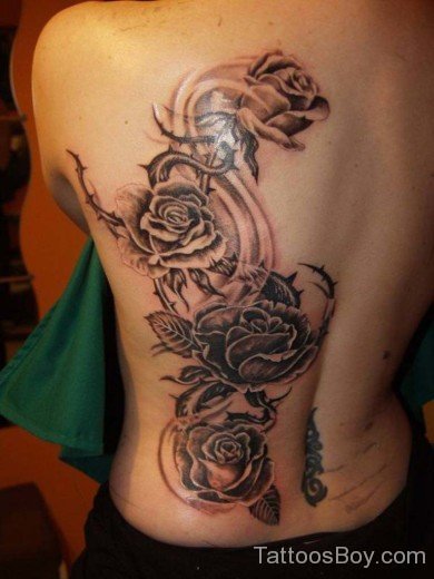 Grey Rose Tattoo On Back