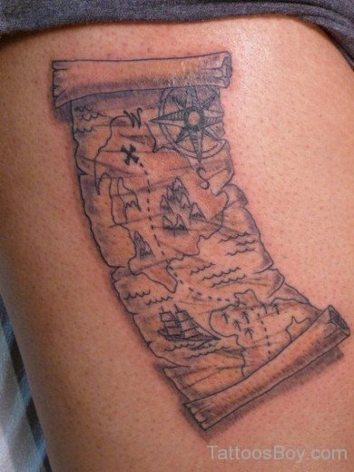 Grey Treasure Map Tattoo-TB1061