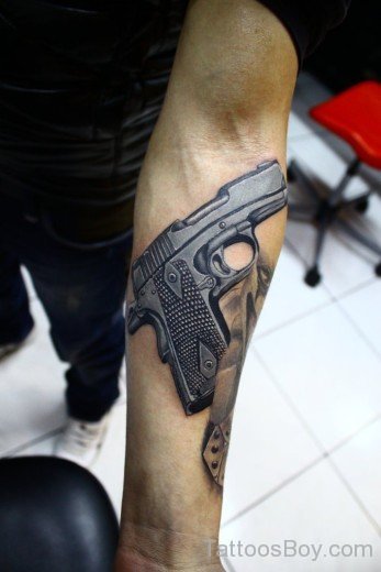 Gun Tattoo Design On Arm-TB1049