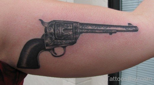 Gun Tattoo Design On Bicep 7-TB1050