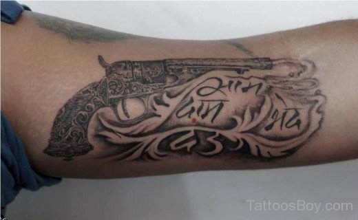 Gun Tattoo Design On Bicep-TB1051