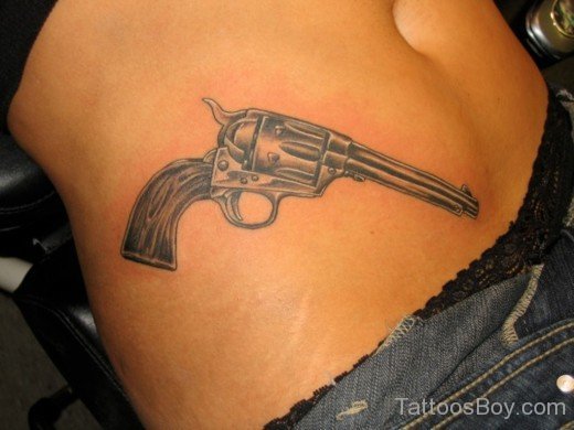 Gun Tattoo Design On Hip-TB1052
