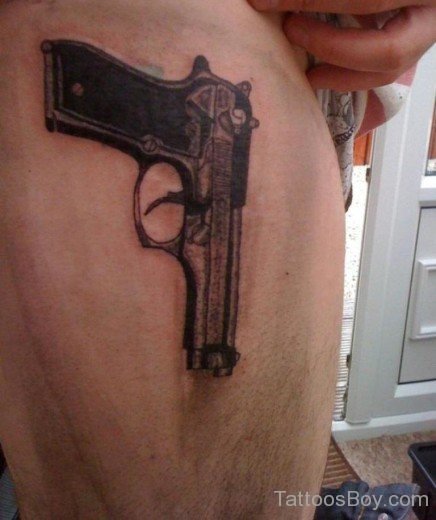 Gun Tattoo Design On Leg-TB1053