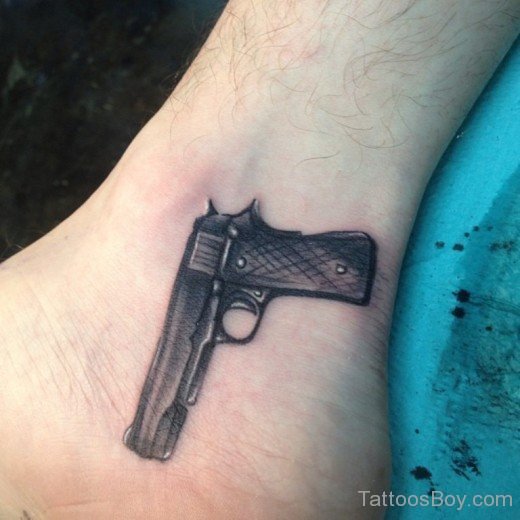 Gun Tattoo On Ankle-TB1058