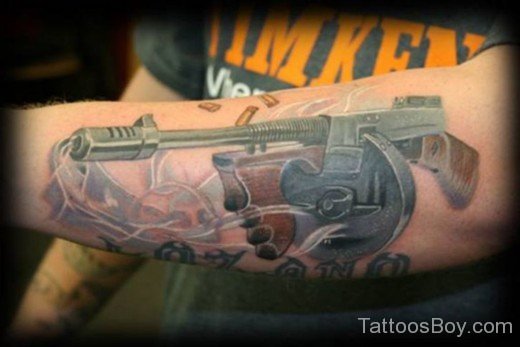 Gun Tattoo On Arm-TB1060