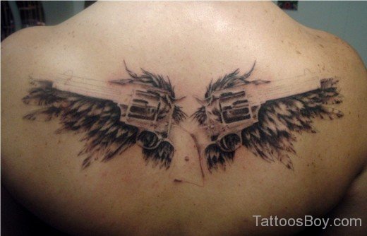 Gun Tattoo On Back-TB1061