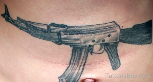 Gun Tattoo On Belly-TB1062