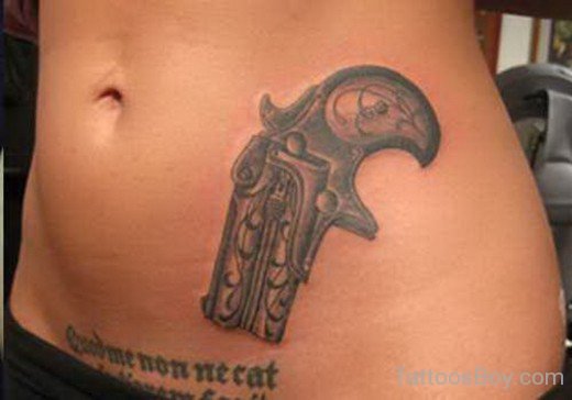 Gun Tattoo On Stomach-TB1072