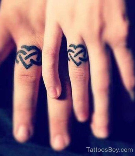 Heart Ring Tattoo On Finger