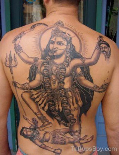 Hinduism Kali Tattoo On Back-TB137
