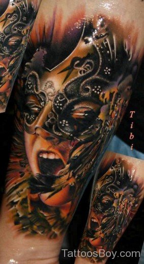Horrer Venetian Mask Tattoo-TB1068