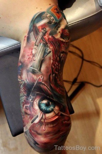 Horror Eye Tattoo On Elbow-TB1028
