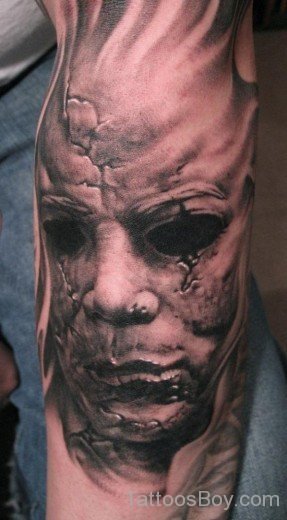 Horror Face Tattoo On Elbow-TB1030
