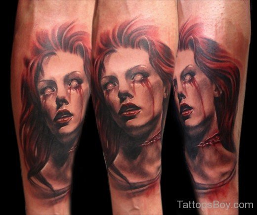 Horror Girl Tattoo Design-TB1032