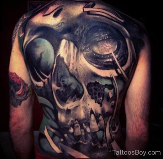 Horror Skull Tattoo On Full Back-TB1037
