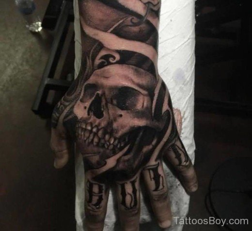 Horror Skull Tattoo On Hand-TB1039