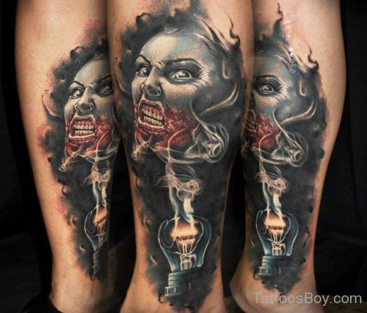 Horror Tattoo Design On Ankle-TB1048