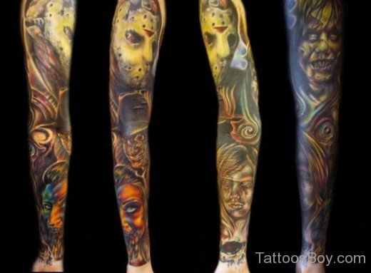 Horror Tattoo Design On Full Sleeve-TB1053