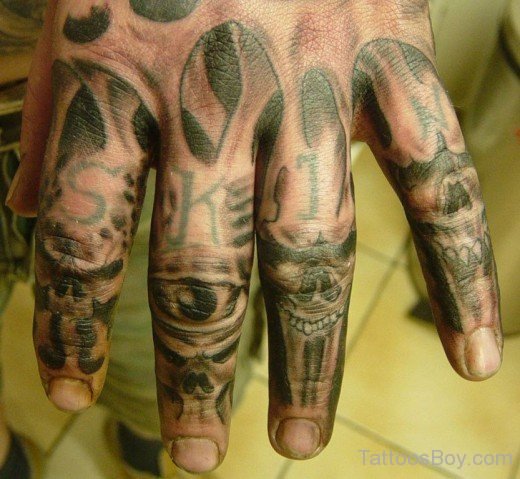 Horror Tattoo On Fingers-TB1062