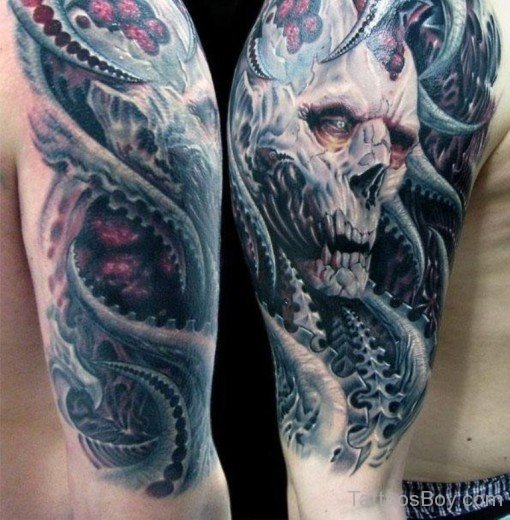 Horror Tattoo On Half Sleeve-TB1066