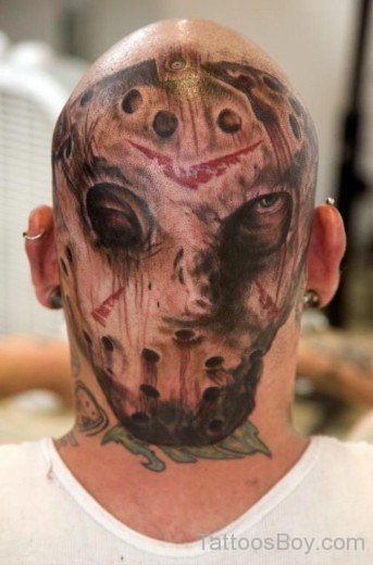 Horror Tattoo On Head-TB1069