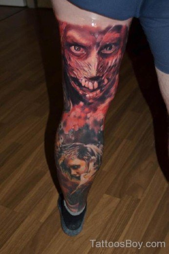 Horror Tattoo On Leg 4-TB1070