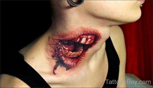 Horror Tattoo On Neck-TB1072