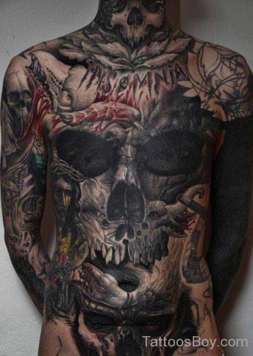 Horror Tattoo design On Chest-TB1050