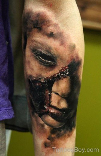 Horror Tattoo design On Elbow-TB1051