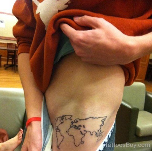 Impressive Map Tattoo On Waist-TB126