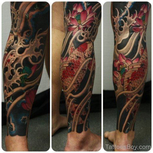 Japanese Fish Tattoo On Leg-TB12086