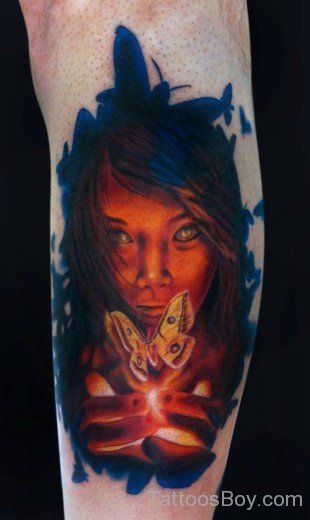 Japanese Moth Girl Horror Tattoo-TB1083